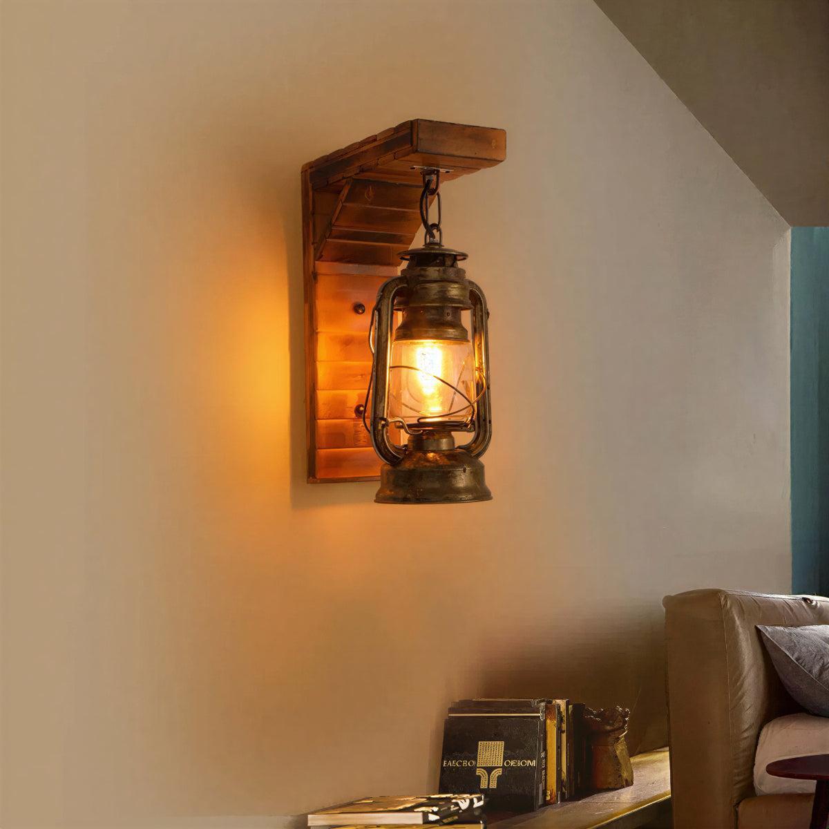 Rustic Farmhouse Wall Sconce Light Lantern With Warm Ambient Glow