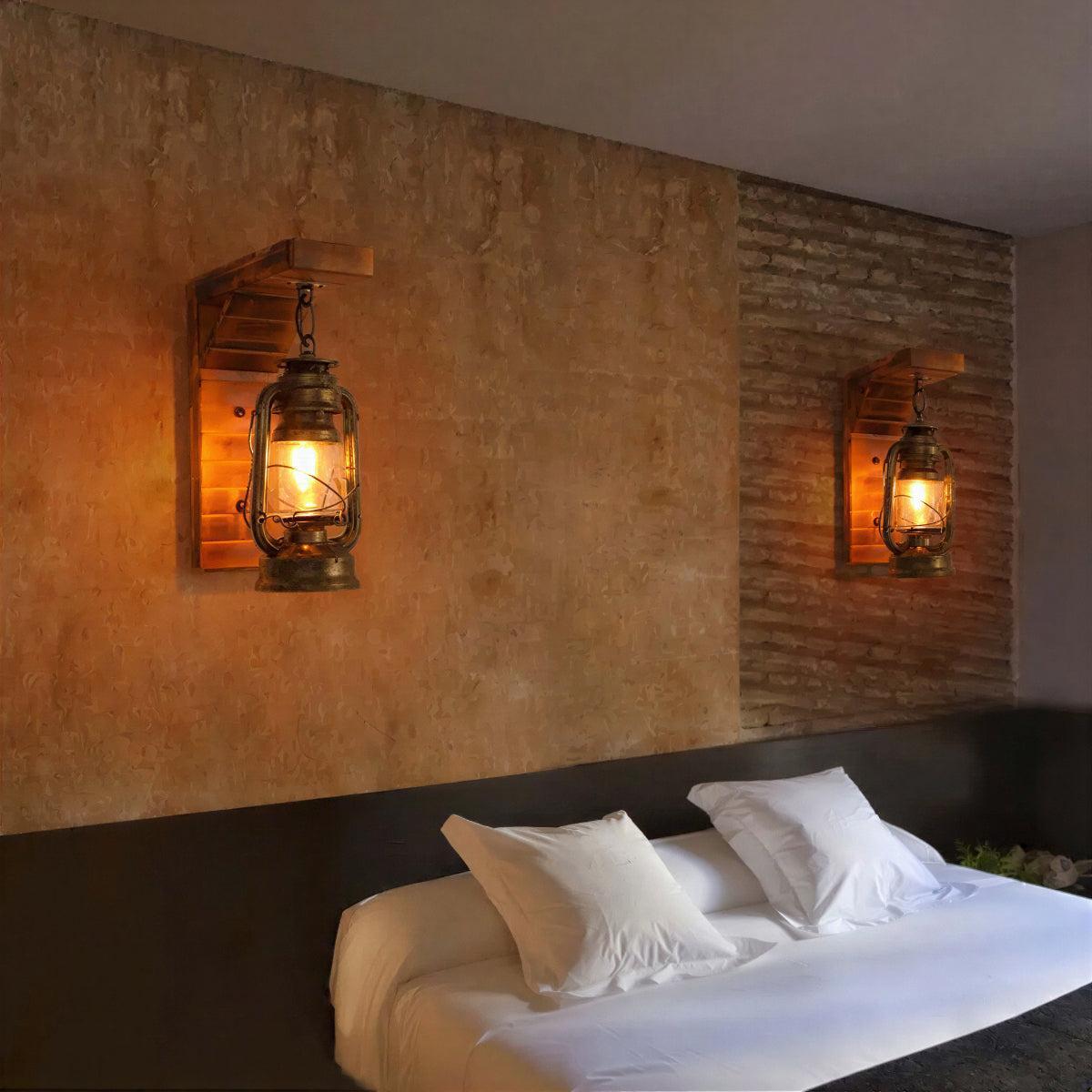 Rustic Farmhouse Wall Sconce Light Lantern With Warm Ambient Glow