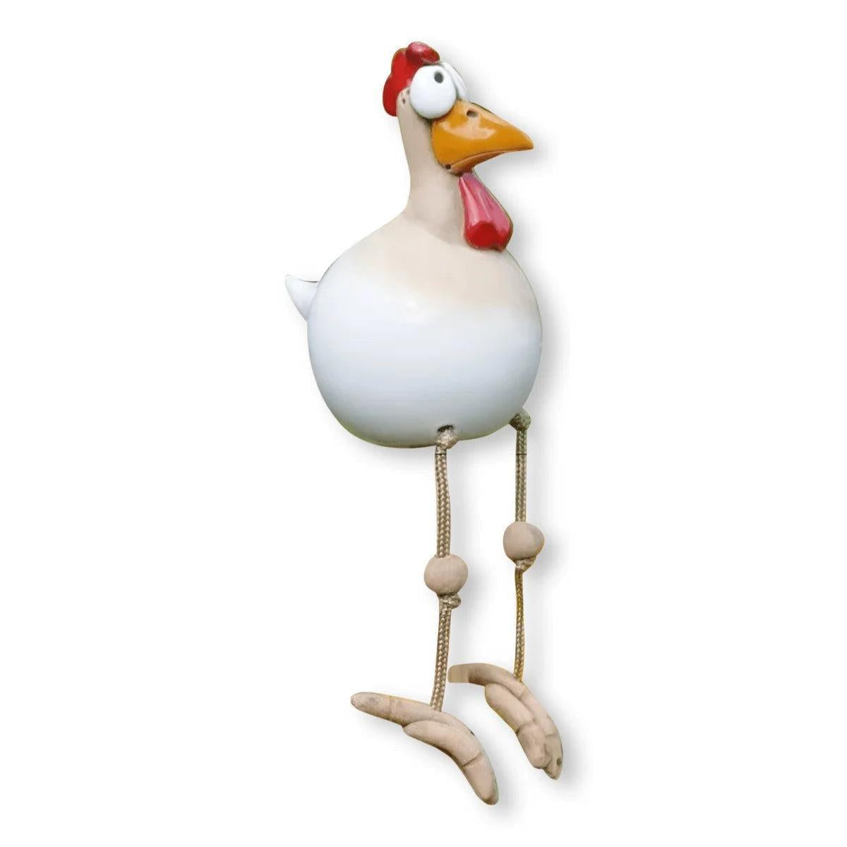 Sitting Farmhouse Chicken Garden Decoration With Expressive Eyes