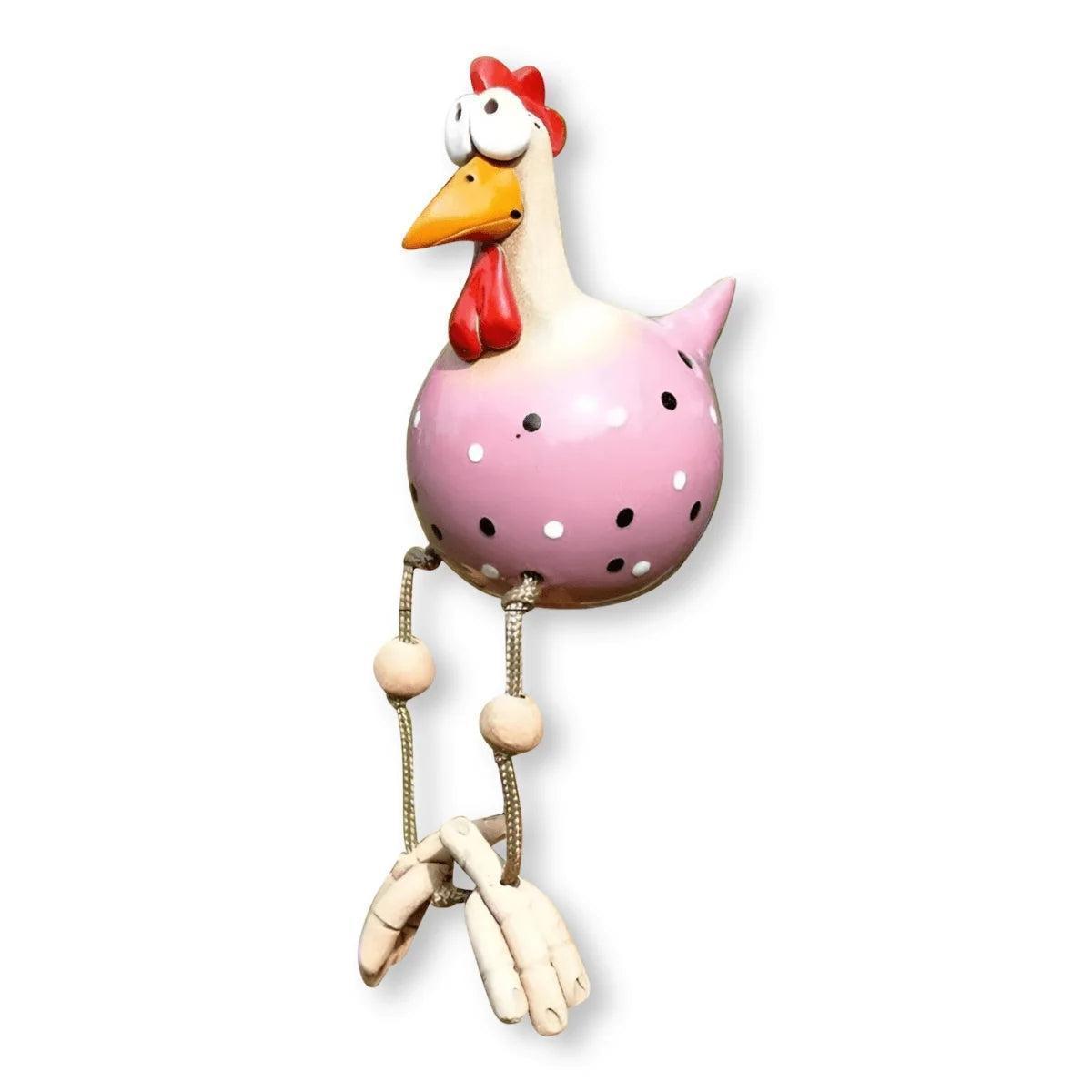 Sitting Farmhouse Chicken Garden Decoration With Expressive Eyes