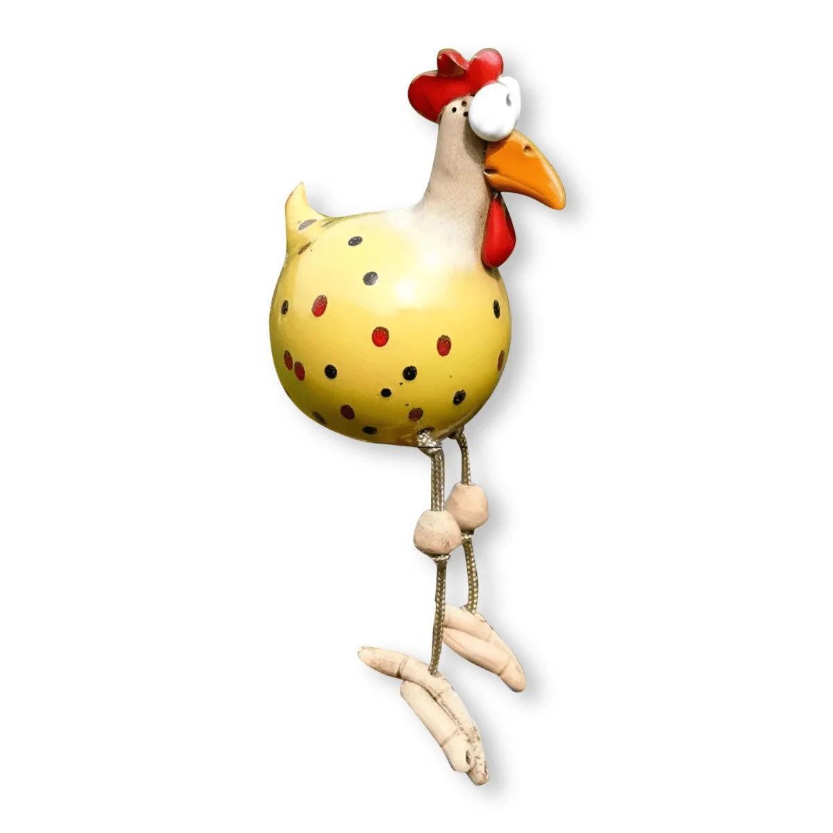 Sitting Farmhouse Chicken Garden Decoration With Expressive Eyes