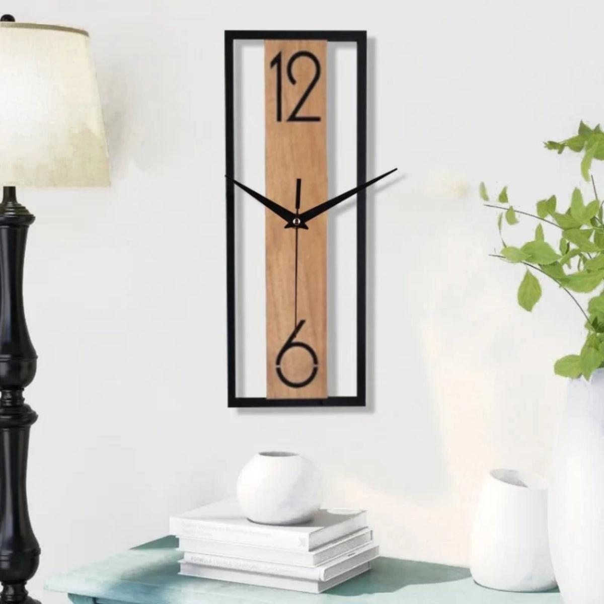 Slim Rectangular Wall Clock With Silent Ticking