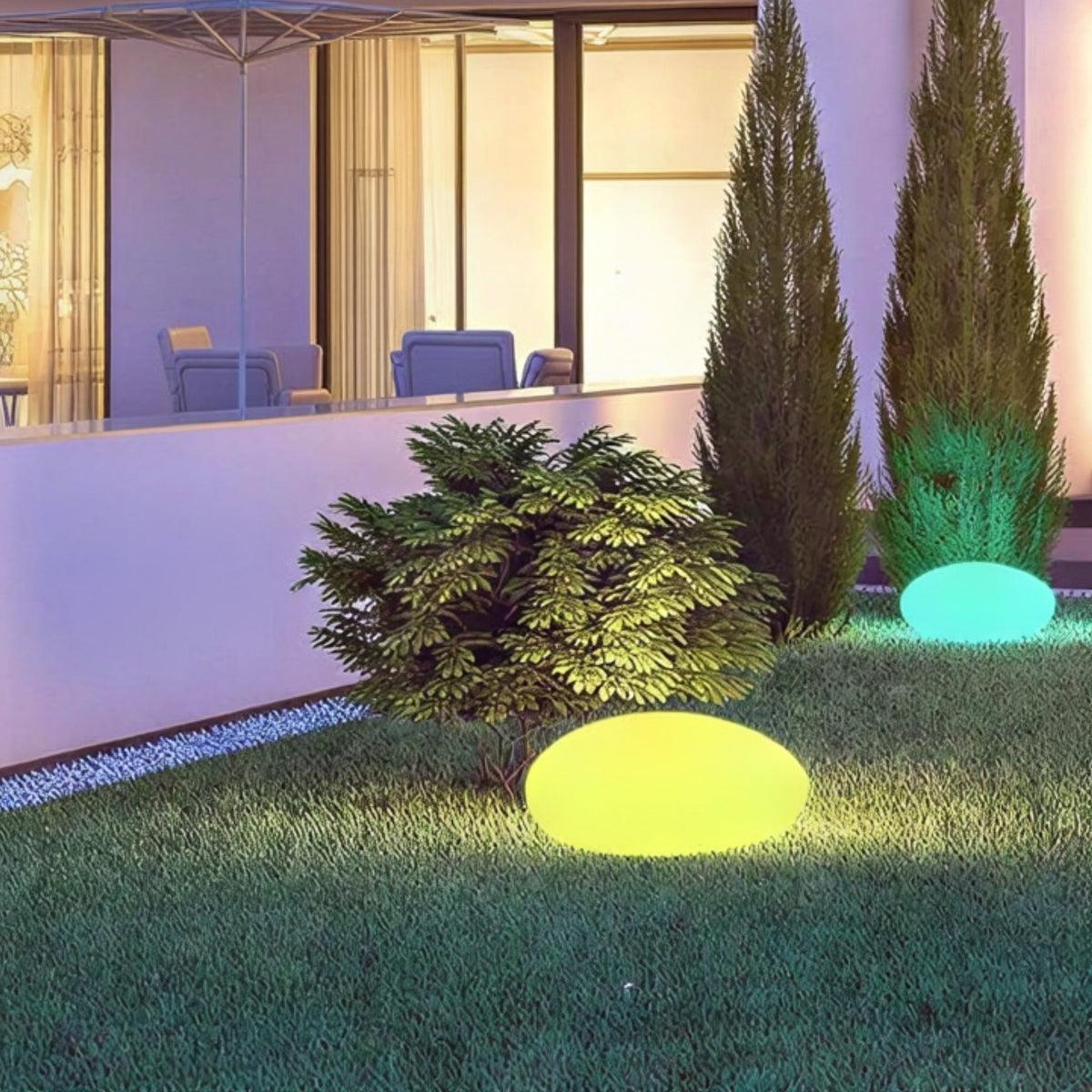 Solar Powered Stone Rock Garden Path Light For Outdoor Landscape Illumination