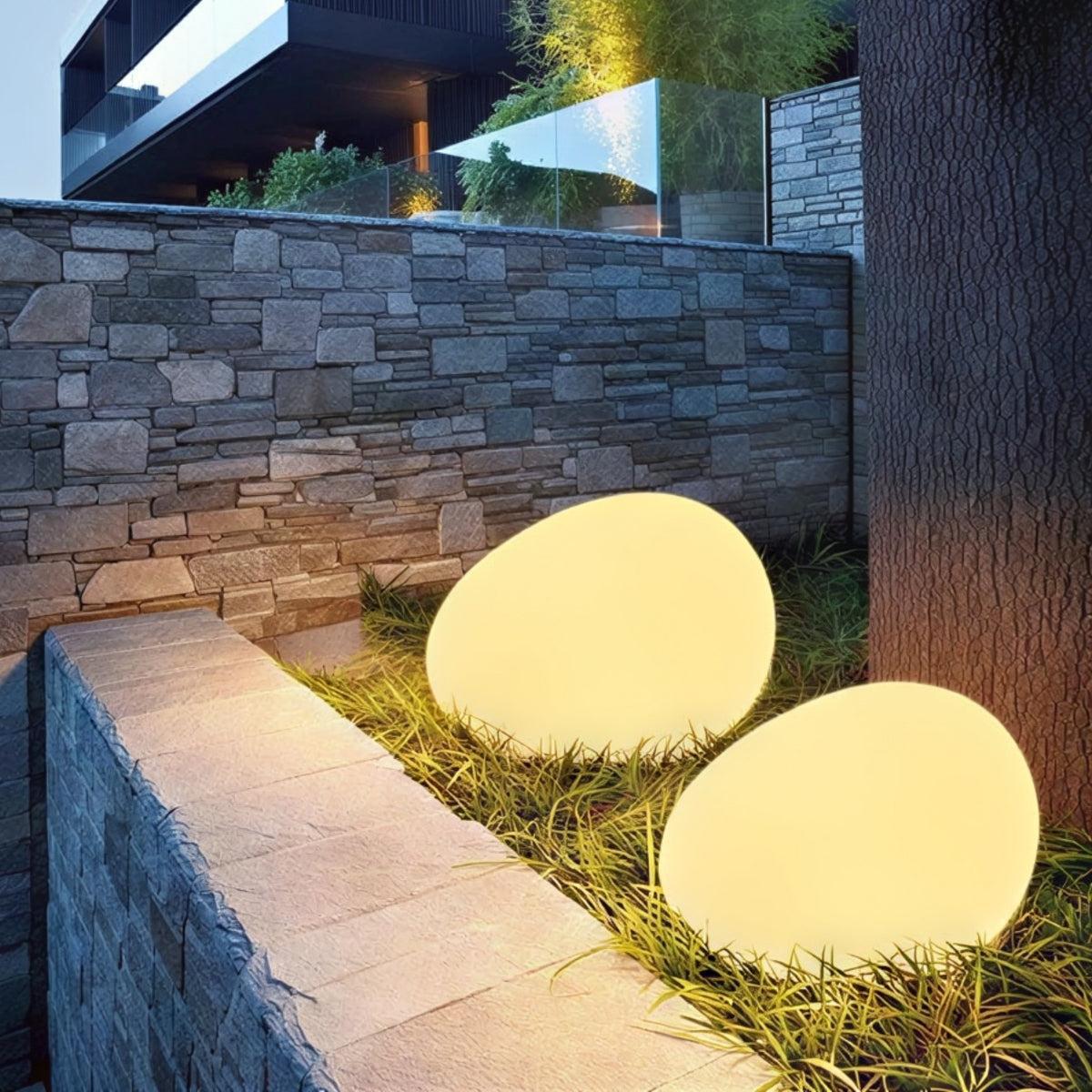 Solar Powered Stone Rock Garden Path Light For Outdoor Landscape Illumination
