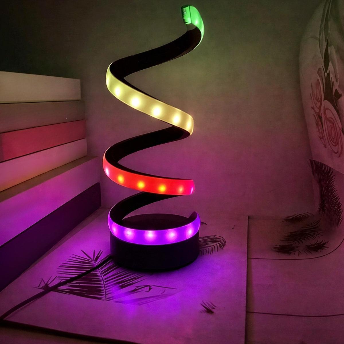 Spiral Table Lamp With RGB Colour Changing Lighting