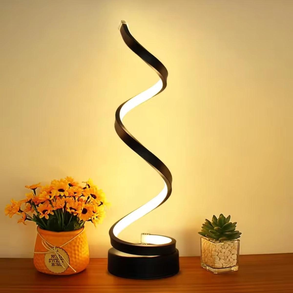 Spiral Table Lamp With RGB Colour Changing Lighting