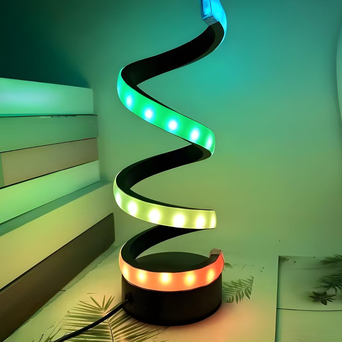 Spiral Table Lamp With RGB Colour Changing Lighting