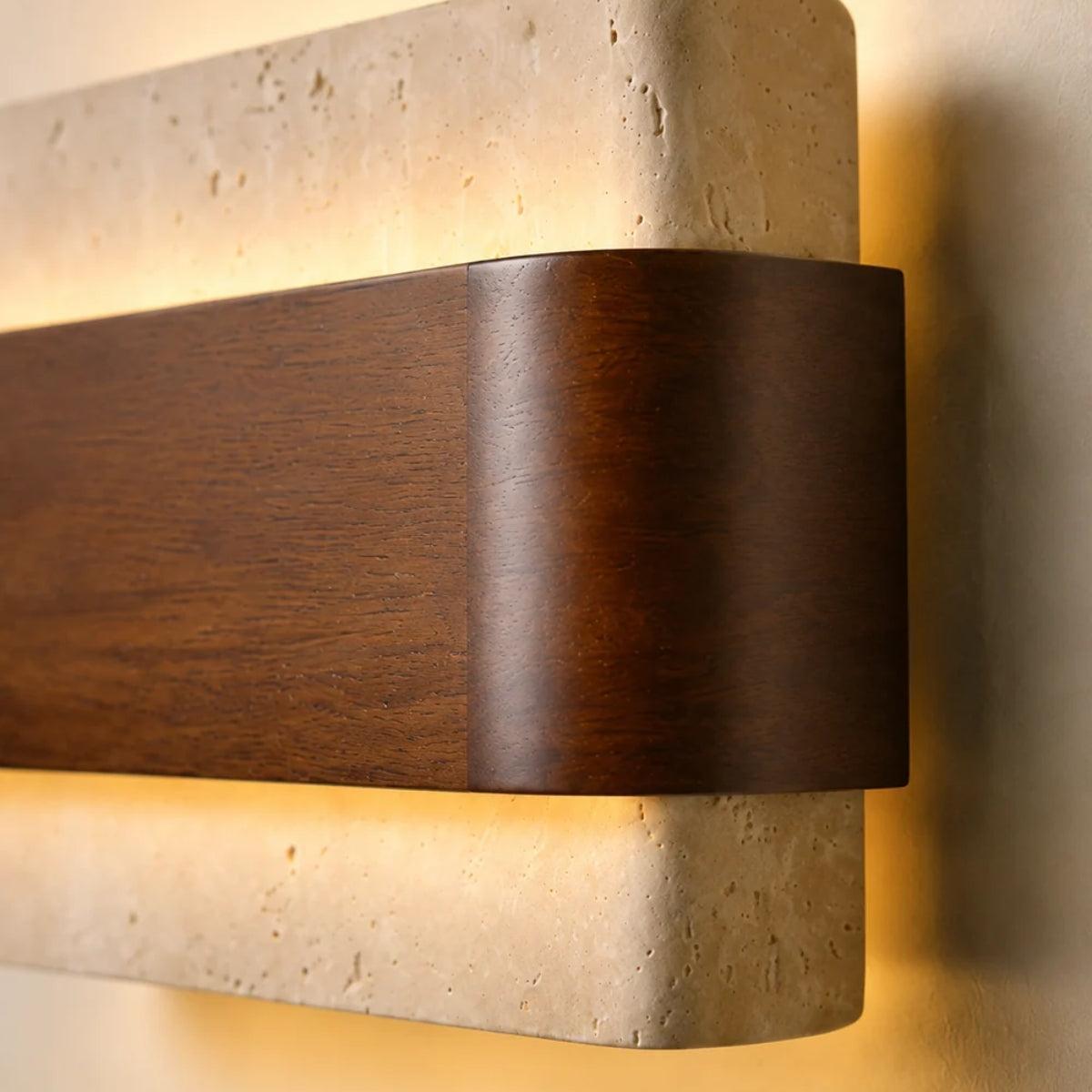 Stone And Wood Styled Wall Mounted Sconce Light Fixture