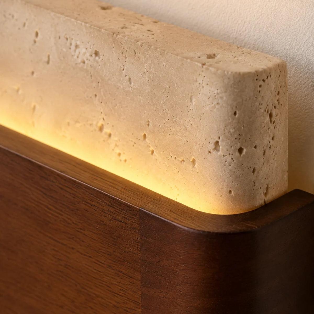 Stone And Wood Styled Wall Mounted Sconce Light Fixture