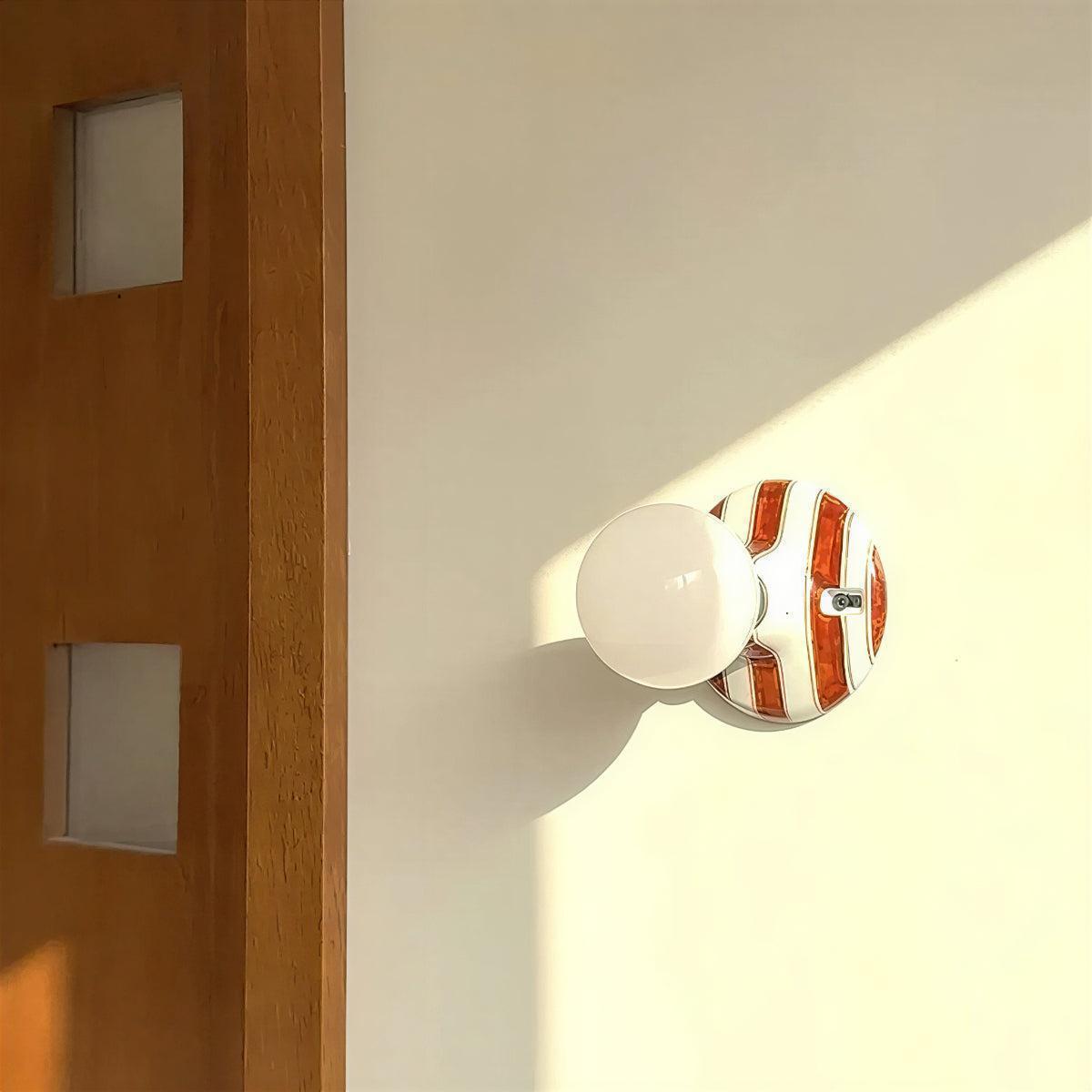 Striped Flush Mount Wall Sconce Light With Globe Bulb
