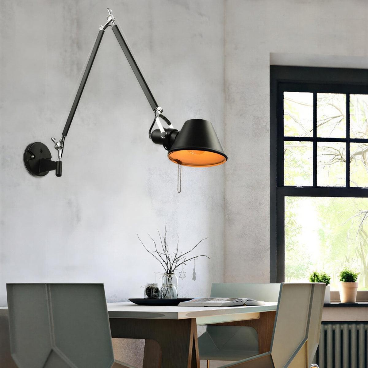 Swing Arm Wall Sconce Light With Long Adjustable Arm
