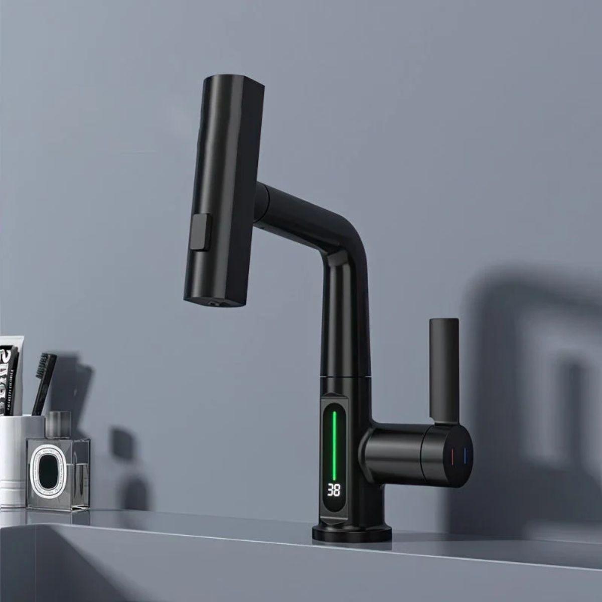 Touch Sensor Kitchen Pull Out Faucet With Temperature Display