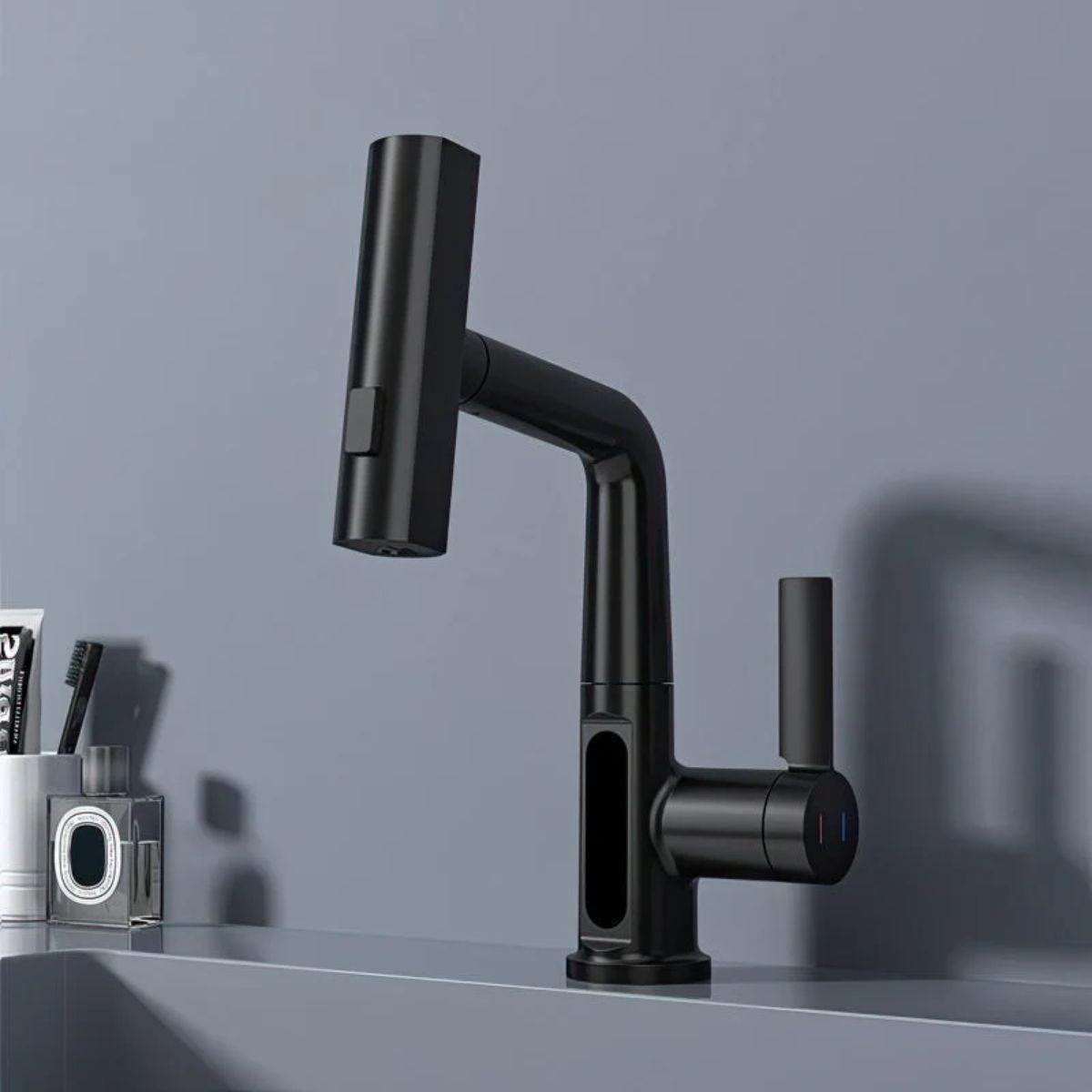 Touch Sensor Kitchen Pull Out Faucet With Temperature Display