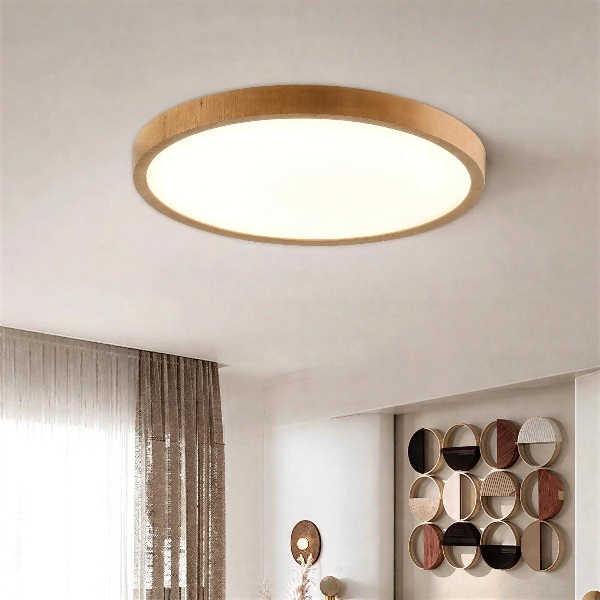 Ultra Thin Circular Flush Mount Ceiling Light Fixture With Adjustable Lighting Modes