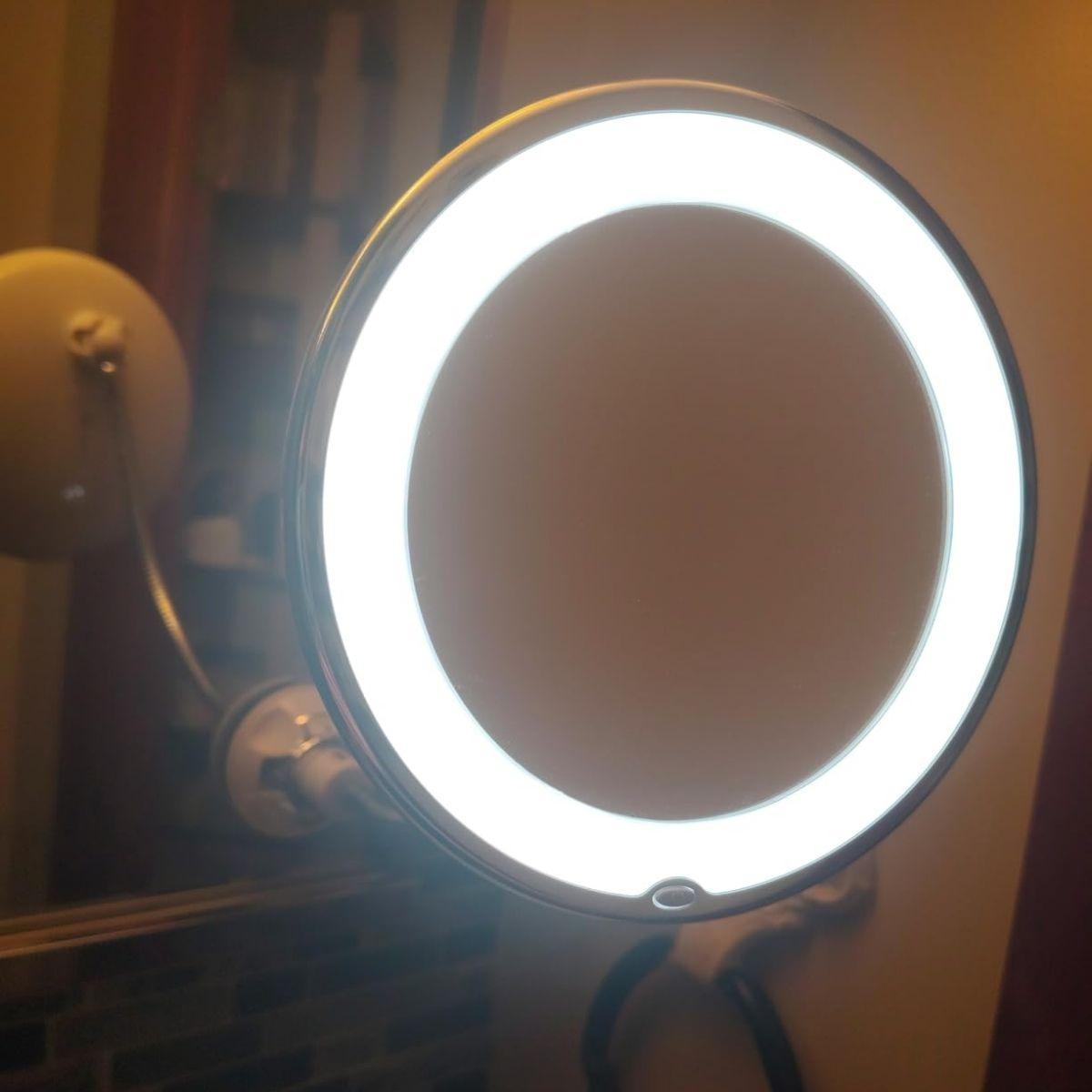 Wall Mounted Bathroom Vanity Mirror With 10x Magnification And Bright Surround Lights