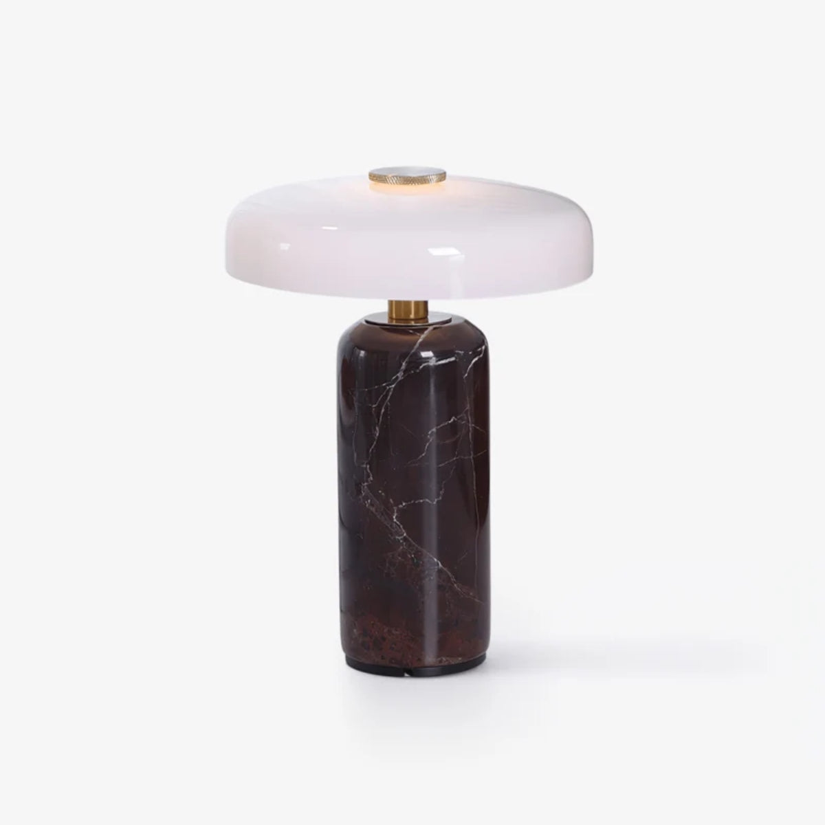Cordless Table Lamp With Opal Styled Shade And Marble Base