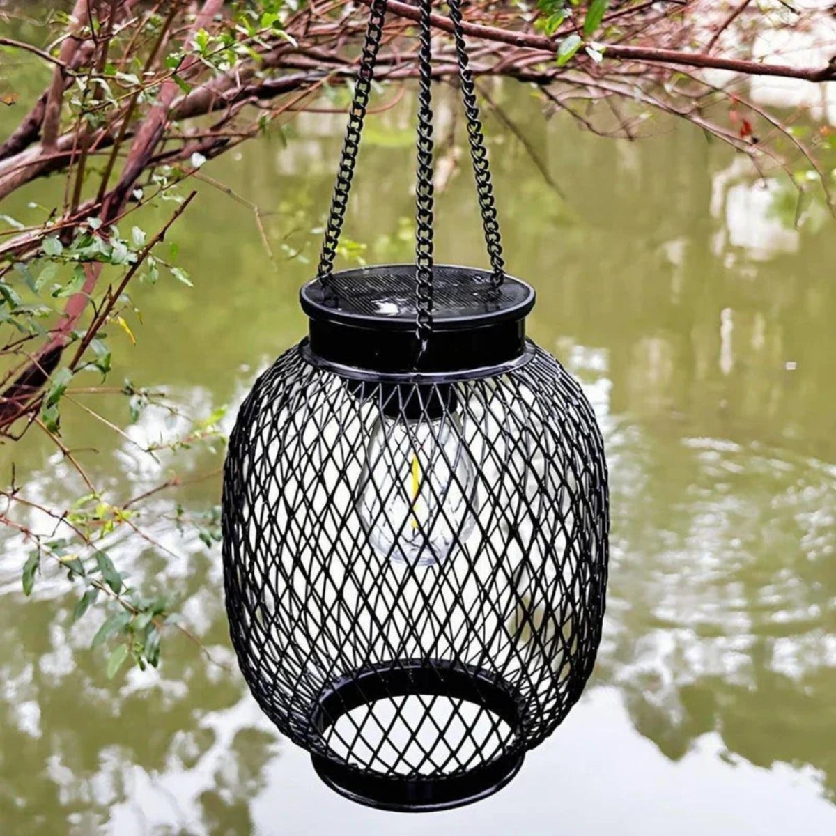 Solar Powered Hanging Outdoor Lanterns With Automatic Dusk Sensor