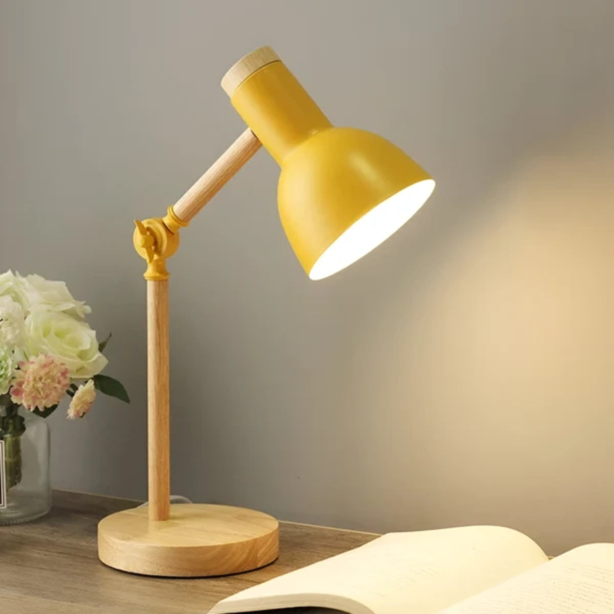 Nordic Wooden Table Lamp With Adjustable Arm
