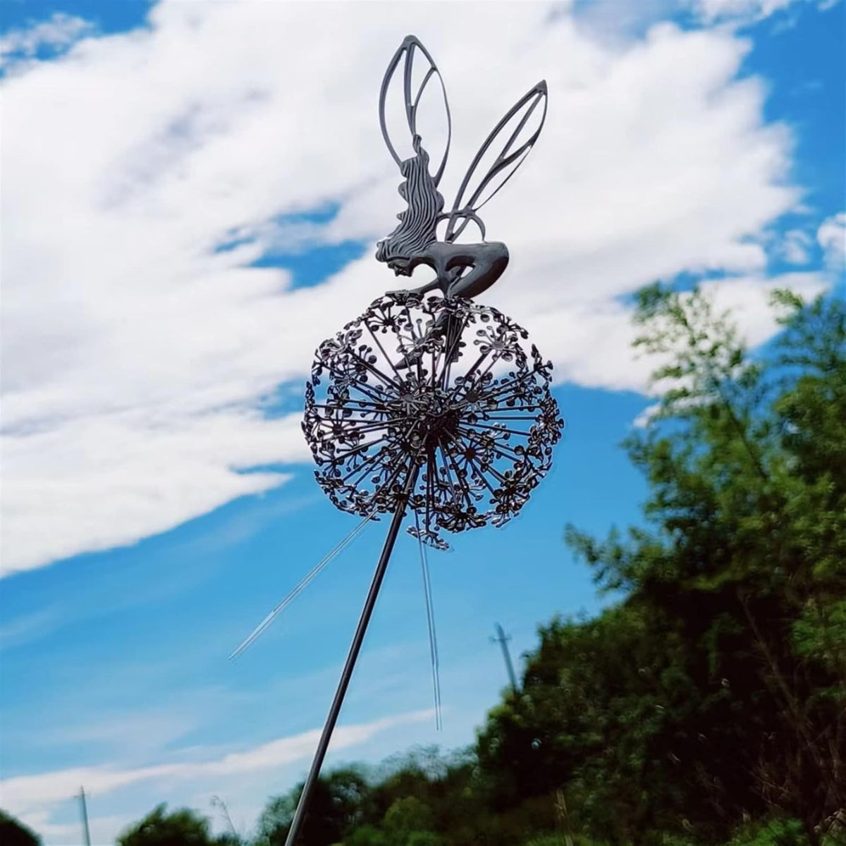 Outdoor Fairy Garden Figurine Statue With Dandelion Design