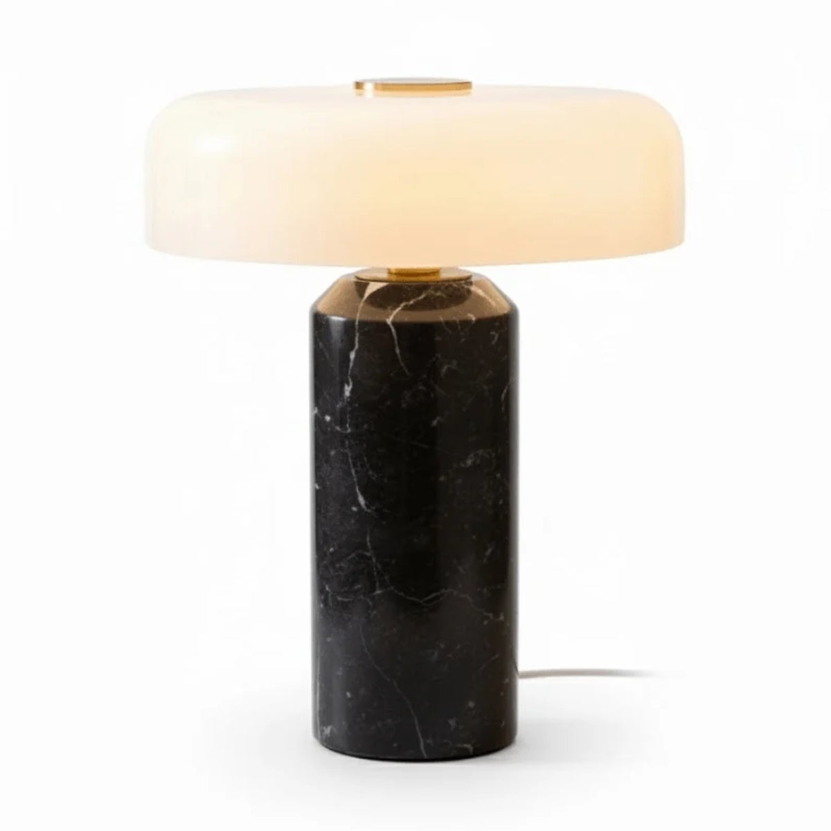 Cordless Table Lamp With Opal Styled Shade And Marble Base