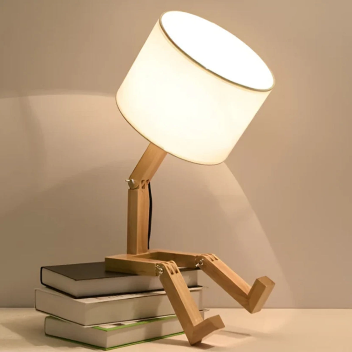 Human Styled Table Lamp With Adjustable Wooden Joints