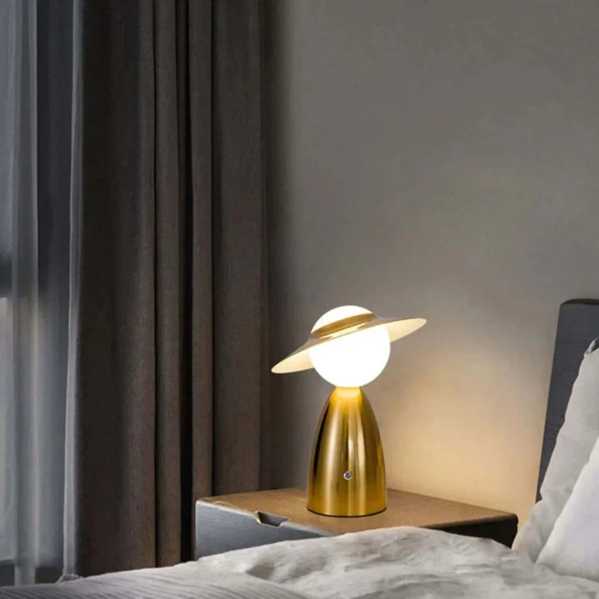 Modern Person Styled Touch Control Table Lamp With Wireless Charging And Adjustable Light