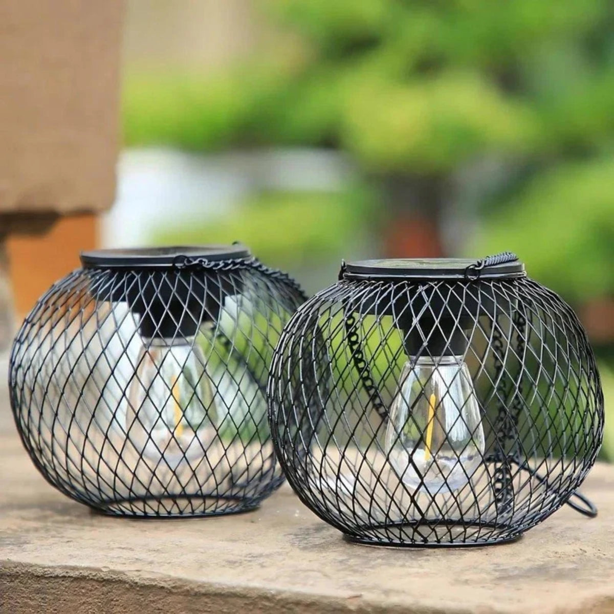 Solar Powered Hanging Outdoor Lanterns With Automatic Dusk Sensor