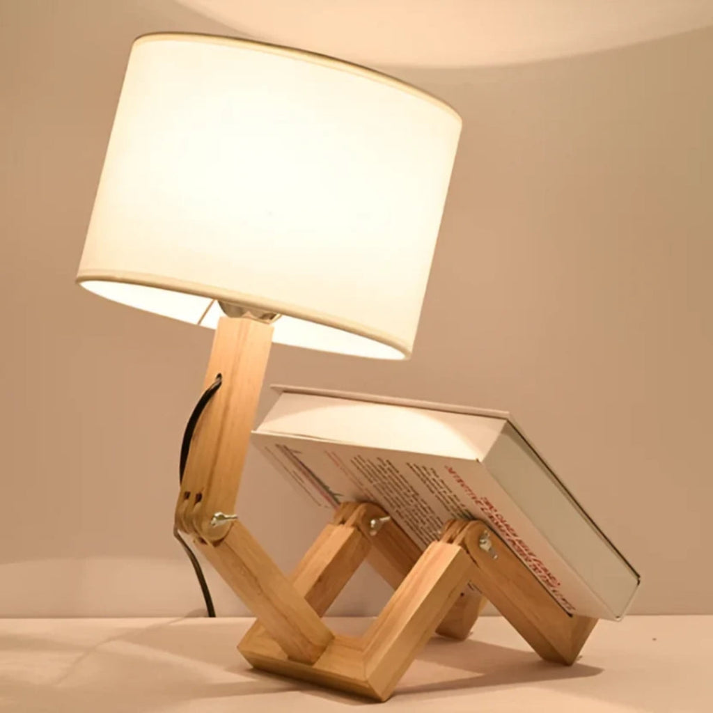 Human Styled Table Lamp With Adjustable Wooden Joints