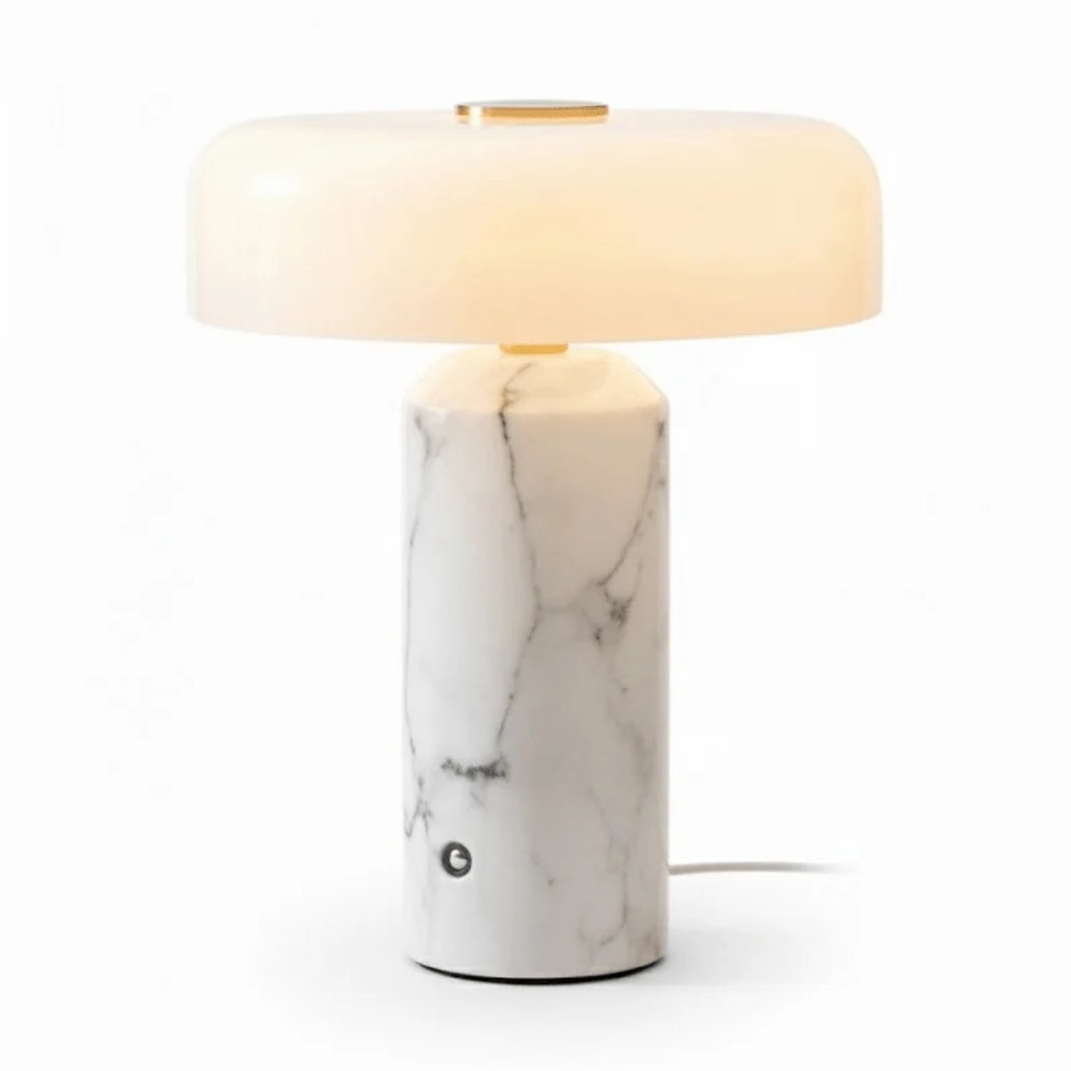 Cordless Table Lamp With Opal Styled Shade And Marble Base