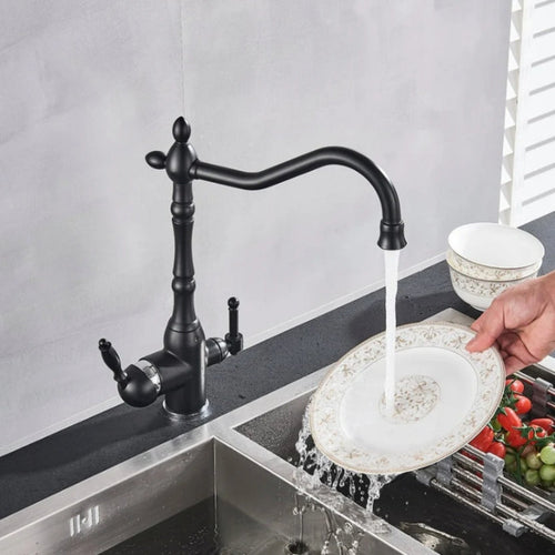 Antique Kitchen Faucet With Filtered Water And Swivel Spout Design