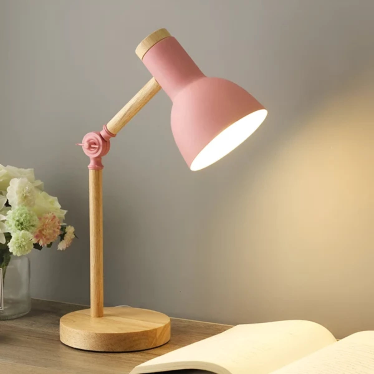 Nordic Wooden Table Lamp With Adjustable Arm