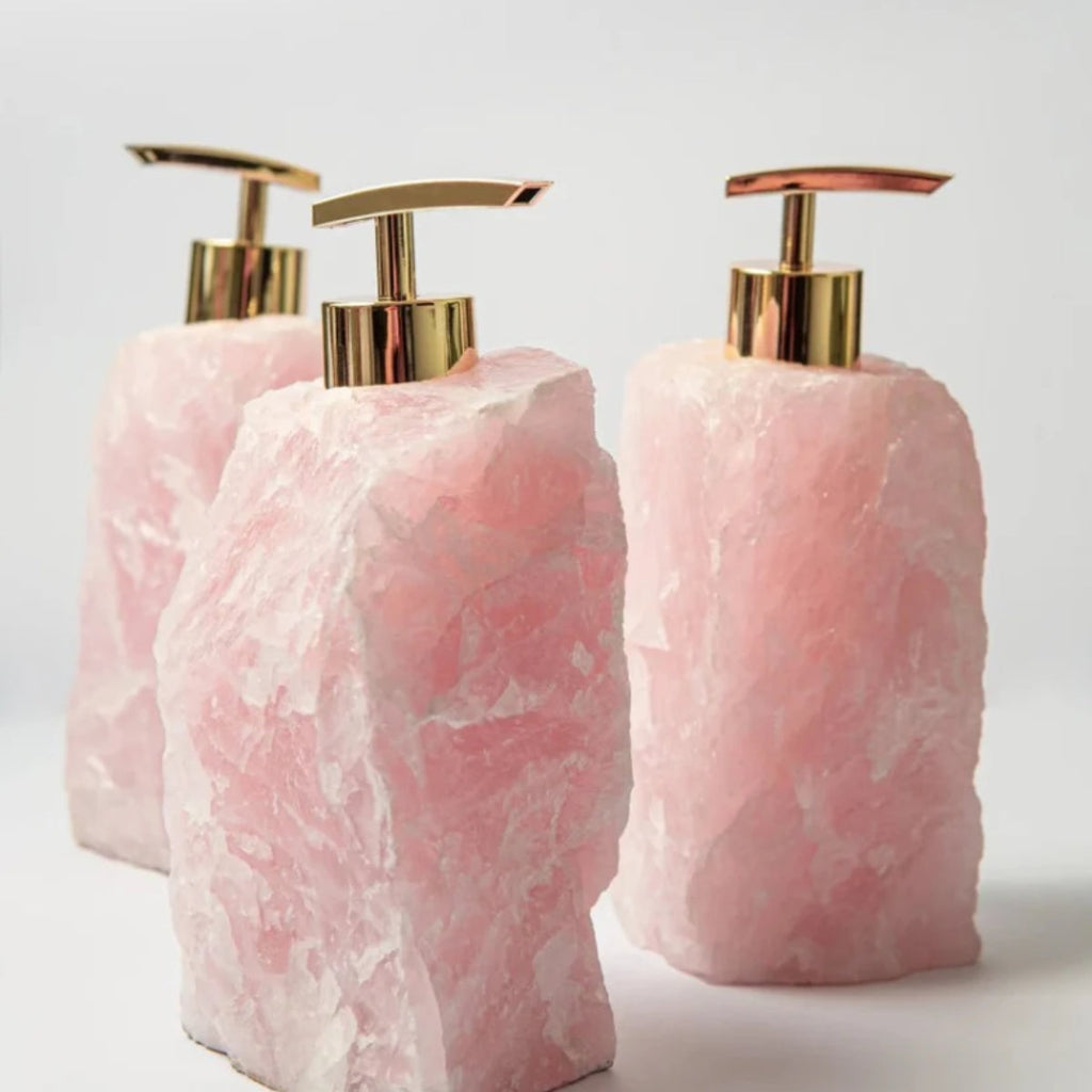 Bathroom Hand Soap Dispenser With Gemstone Geode Base