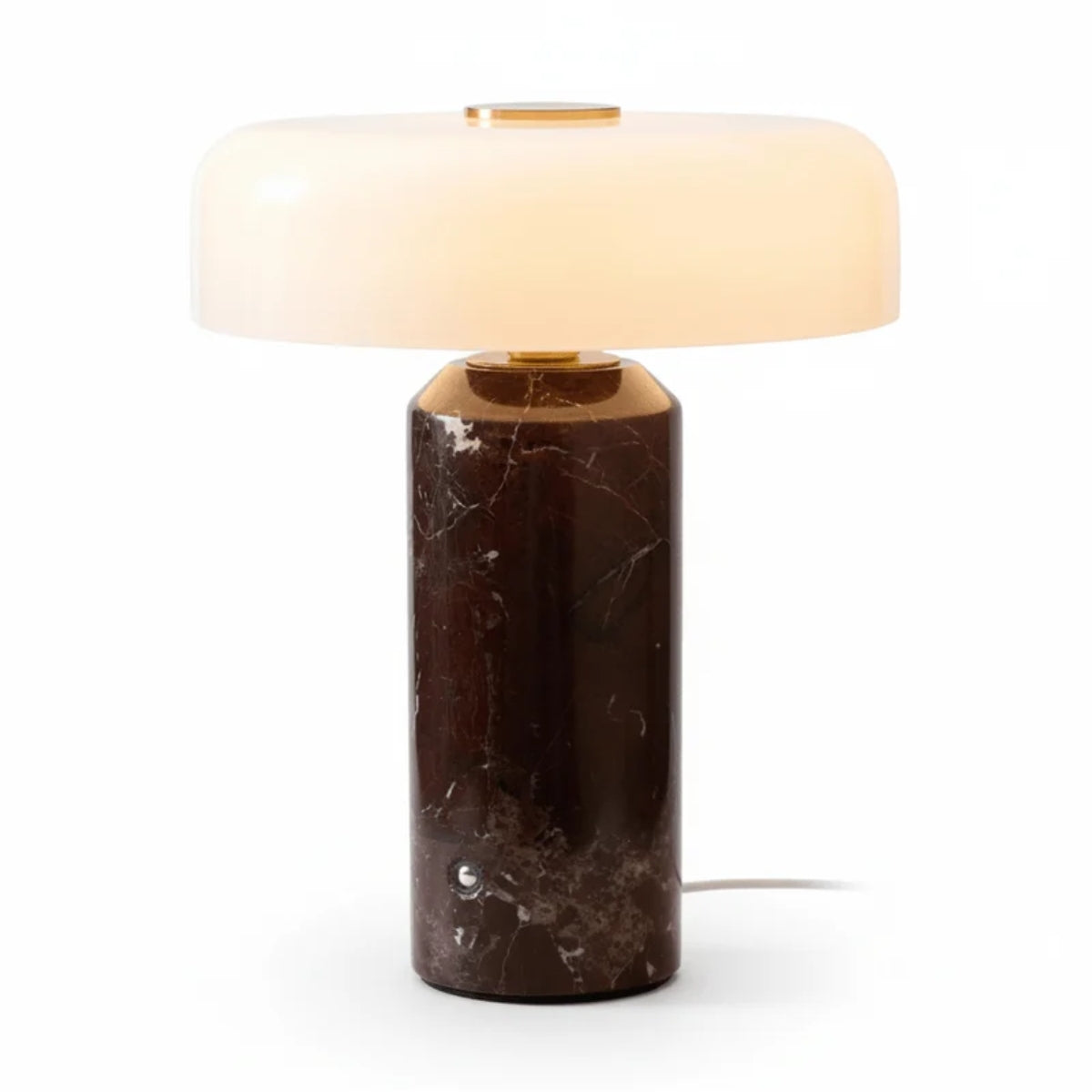 Cordless Table Lamp With Opal Styled Shade And Marble Base