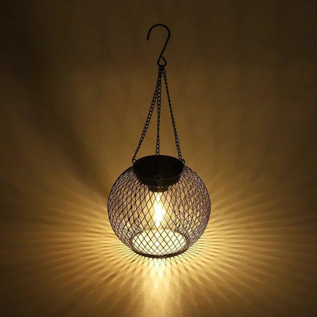 Solar Powered Hanging Outdoor Lanterns With Automatic Dusk Sensor