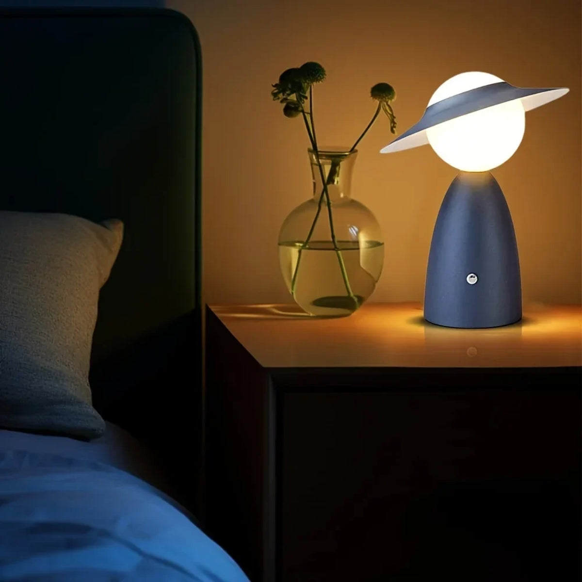 Modern Person Styled Touch Control Table Lamp With Wireless Charging And Adjustable Light