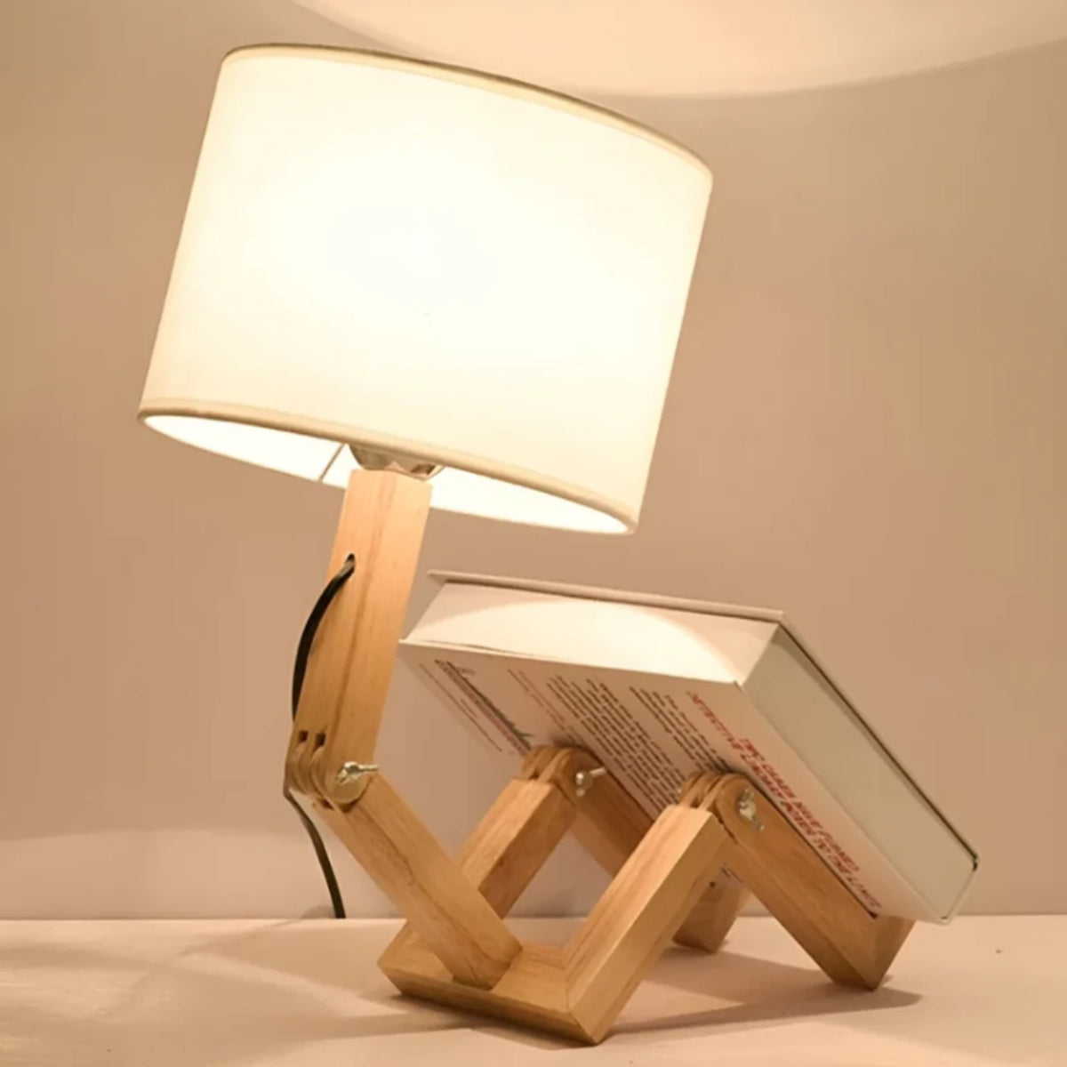 Human Styled Table Lamp With Adjustable Wooden Joints