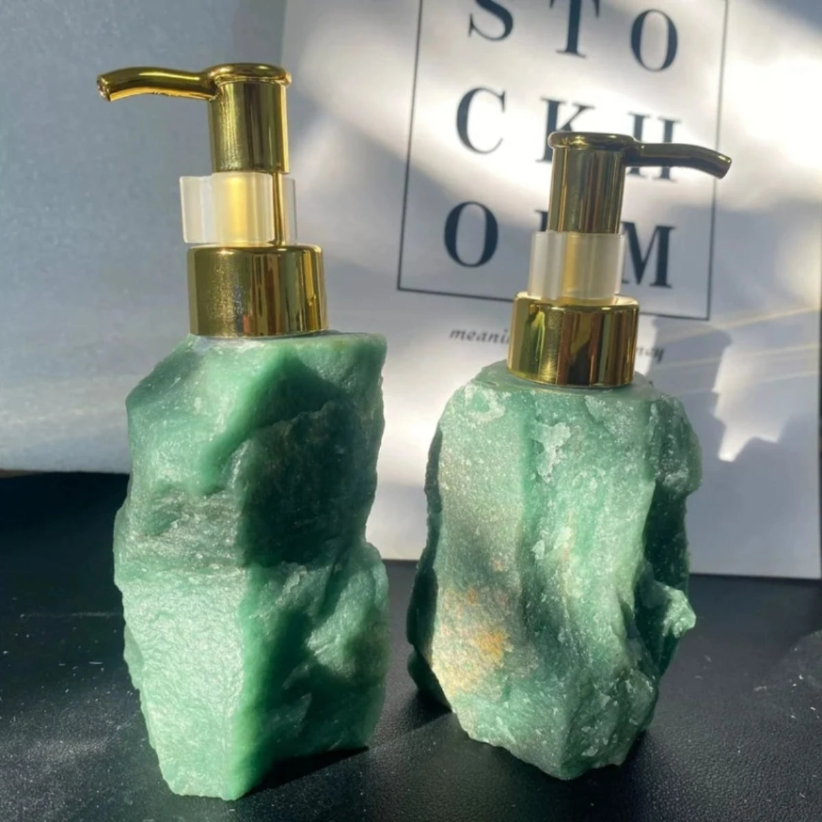 Bathroom Hand Soap Dispenser With Gemstone Geode Base