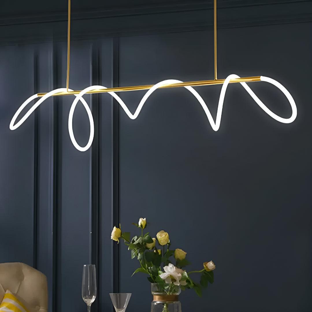 Acrylic Asymmetrical LED Wave Tube Pendant Light Fixture