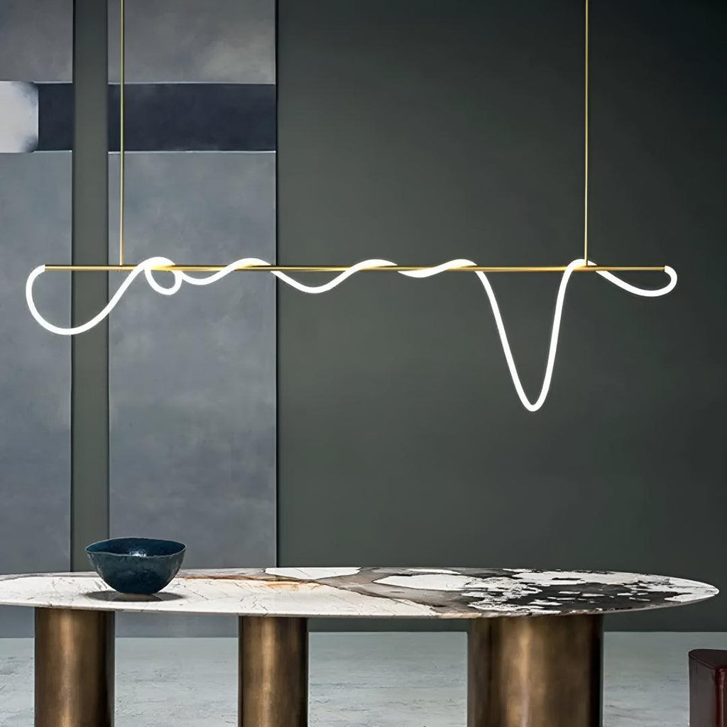 Acrylic Asymmetrical LED Wave Tube Pendant Light Fixture