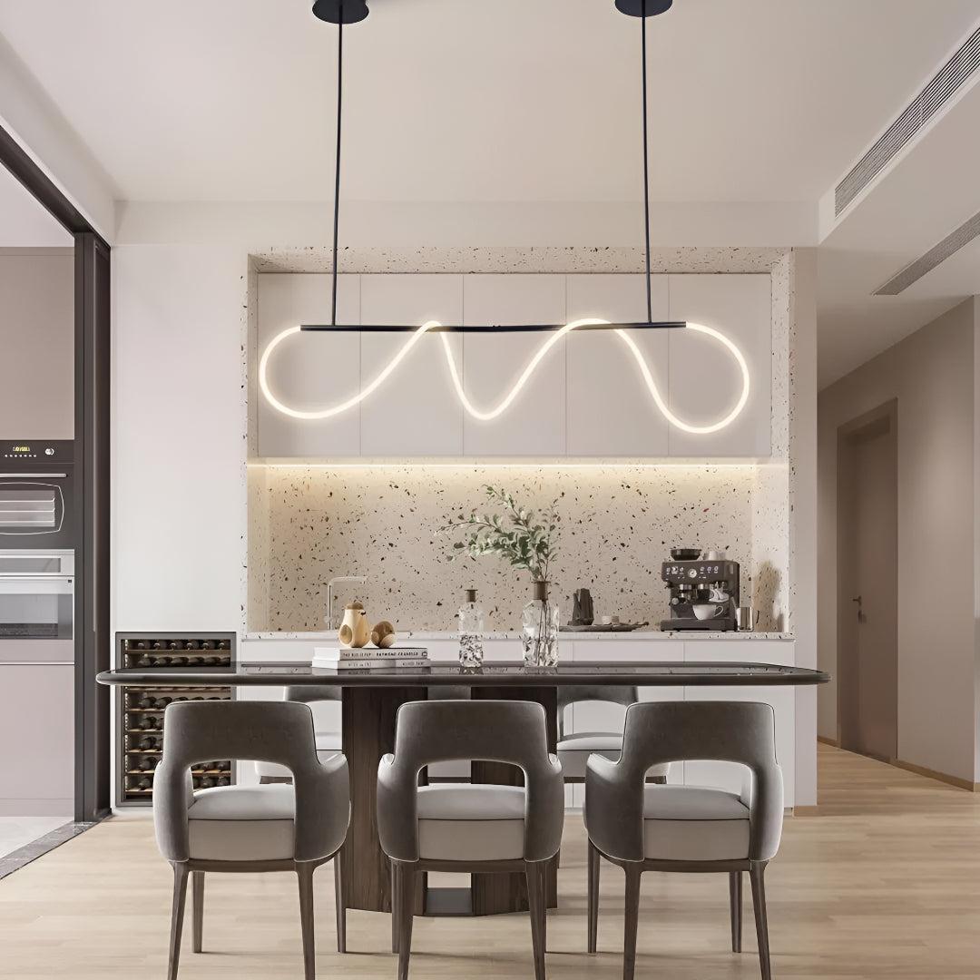 Acrylic Asymmetrical LED Wave Tube Pendant Light Fixture