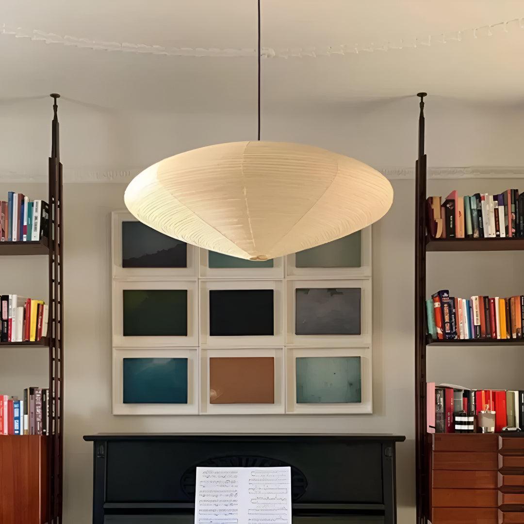 Akari Styled Paper Pendant Lamp With Ambient Illumination