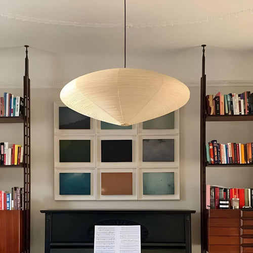 Akari Styled Paper Pendant Lamp With Ambient Illumination