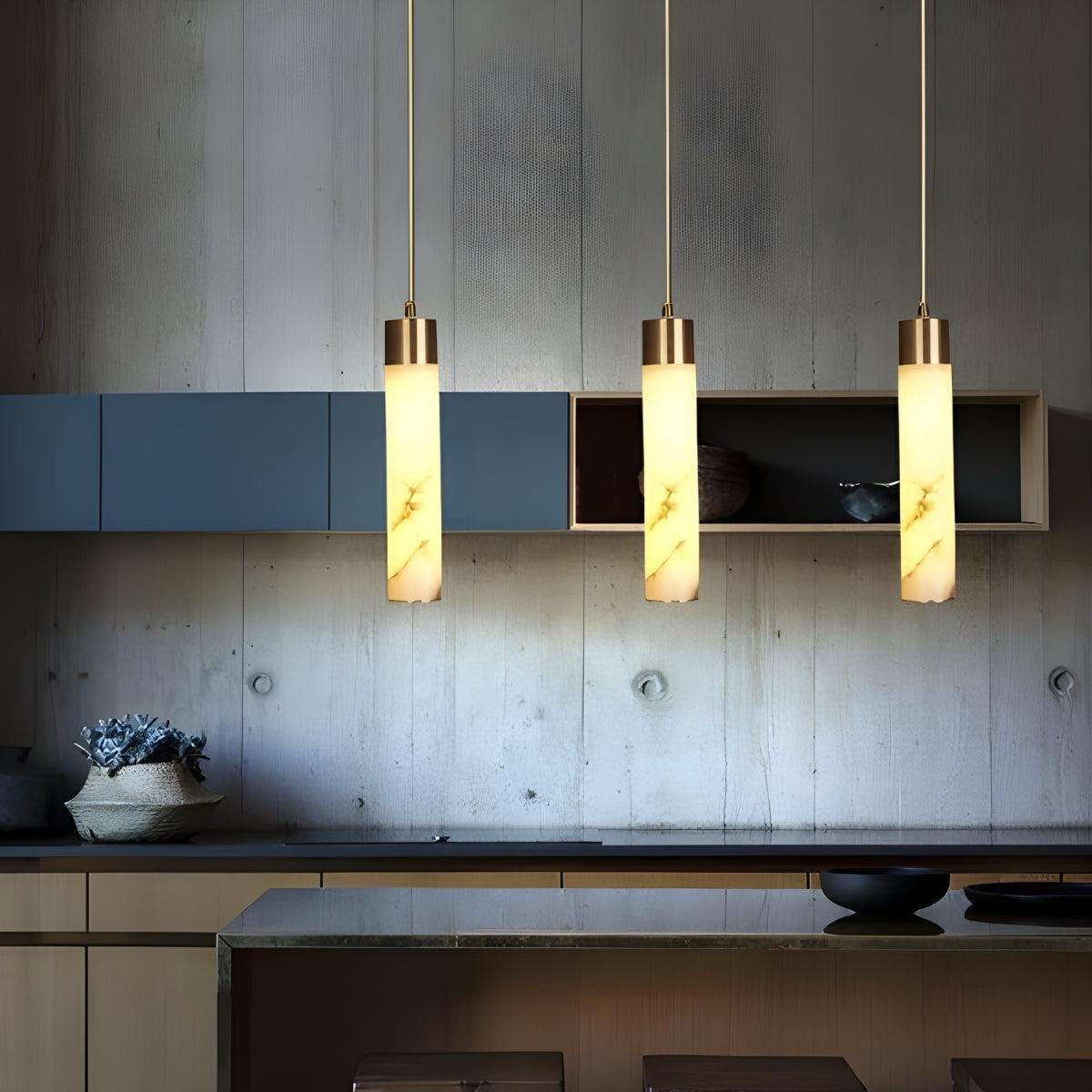 Alabaster Pendant Light Fixture With Adjustable Hanging Design
