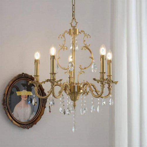 Antique Crystal Chandelier with Traditional Gold Finish
