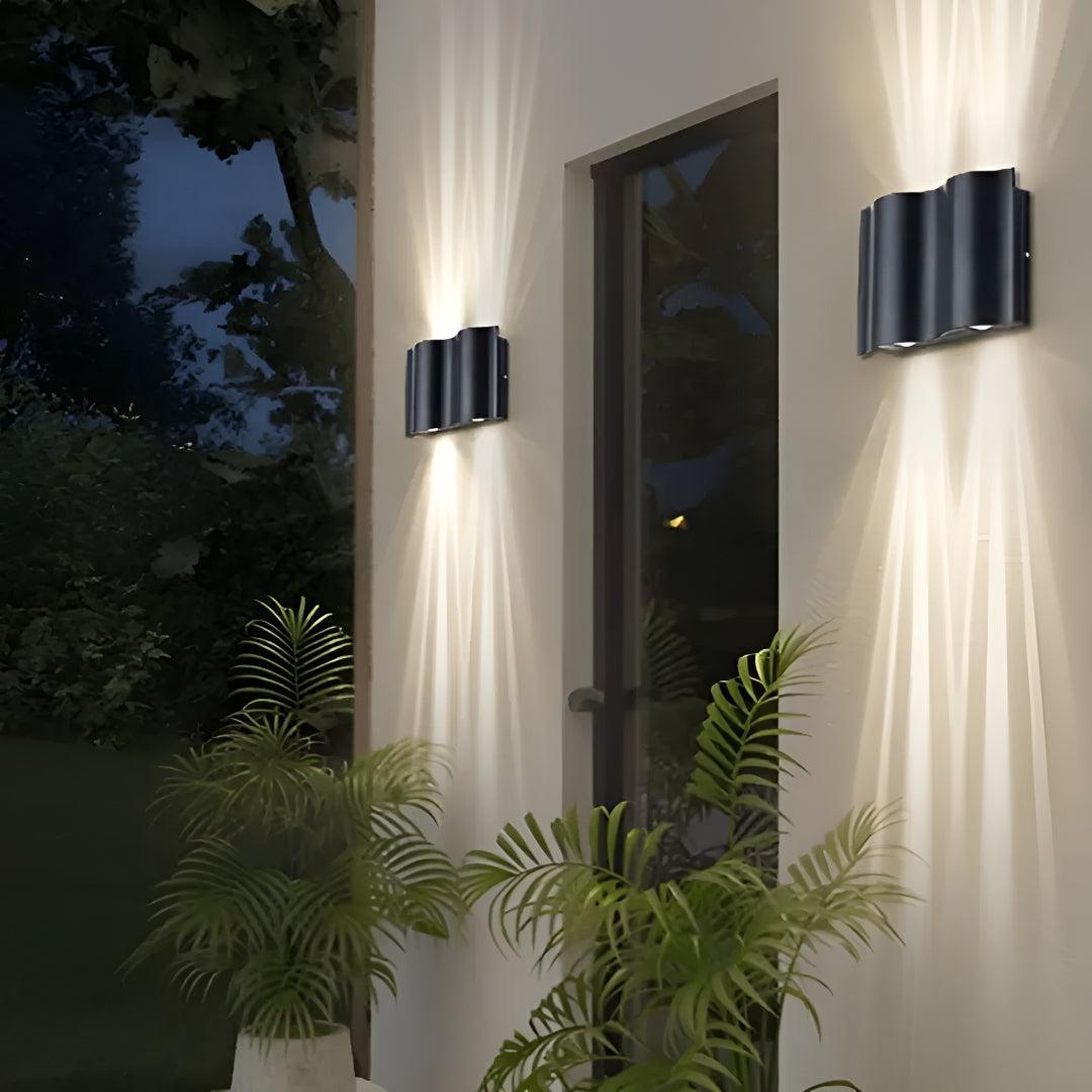 Architectural Wave Styled Outdoor Exterior Wall Light With LED Lighting