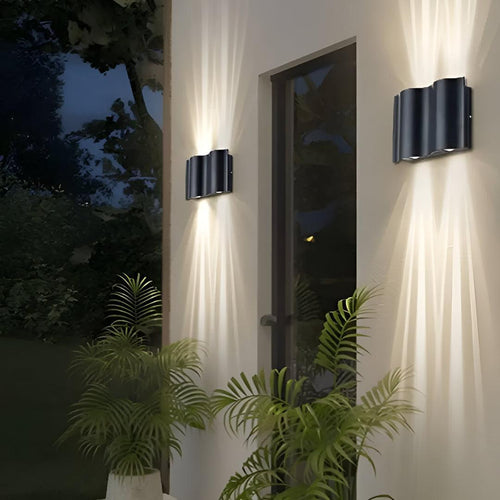 Architectural Wave Styled Outdoor Exterior Wall Light With LED Lighting