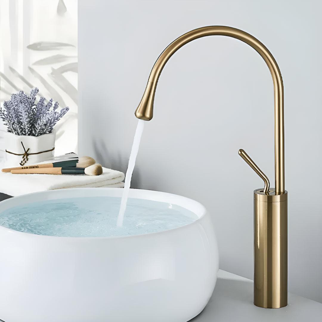 Bathroom Basin Mixer Faucet With Single Lever Gooseneck Spout