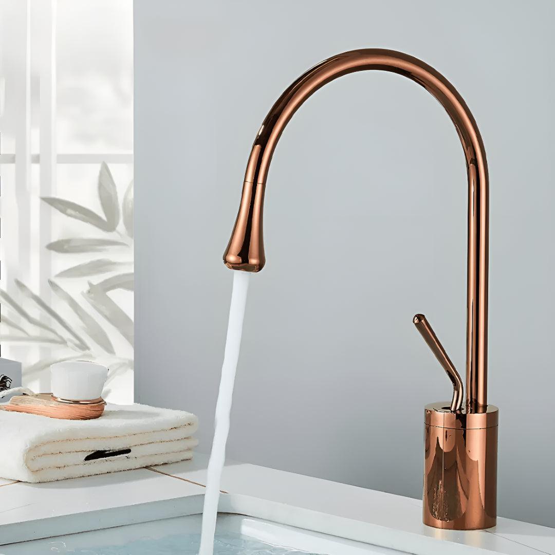 Bathroom Basin Mixer Faucet With Single Lever Gooseneck Spout