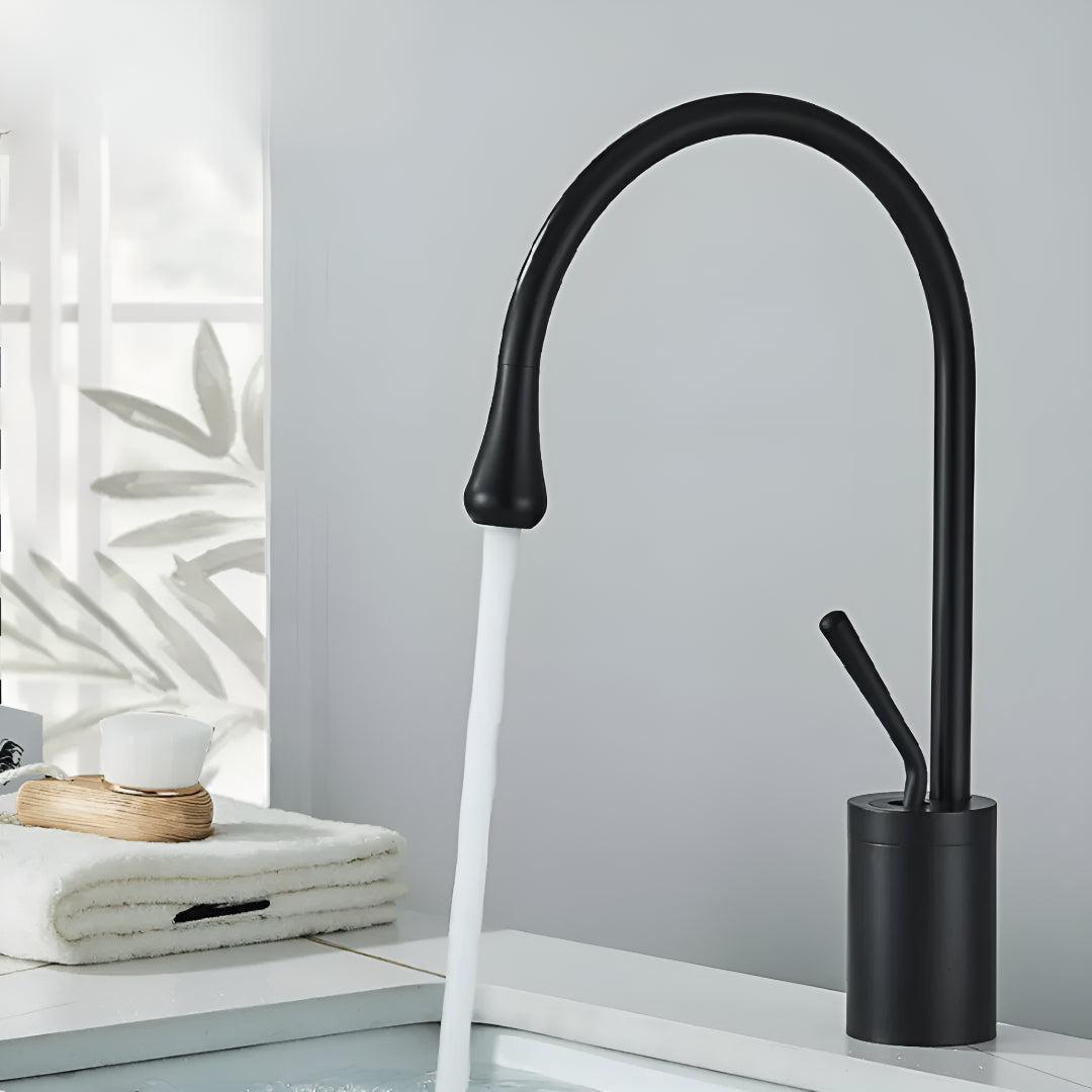 Bathroom Basin Mixer Faucet With Single Lever Gooseneck Spout