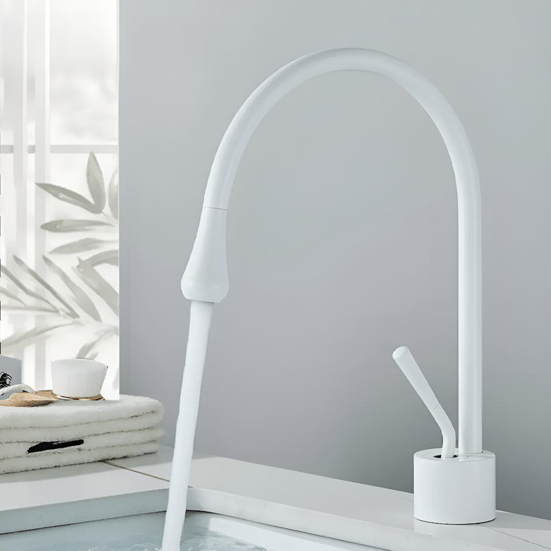 Bathroom Basin Mixer Faucet With Single Lever Gooseneck Spout